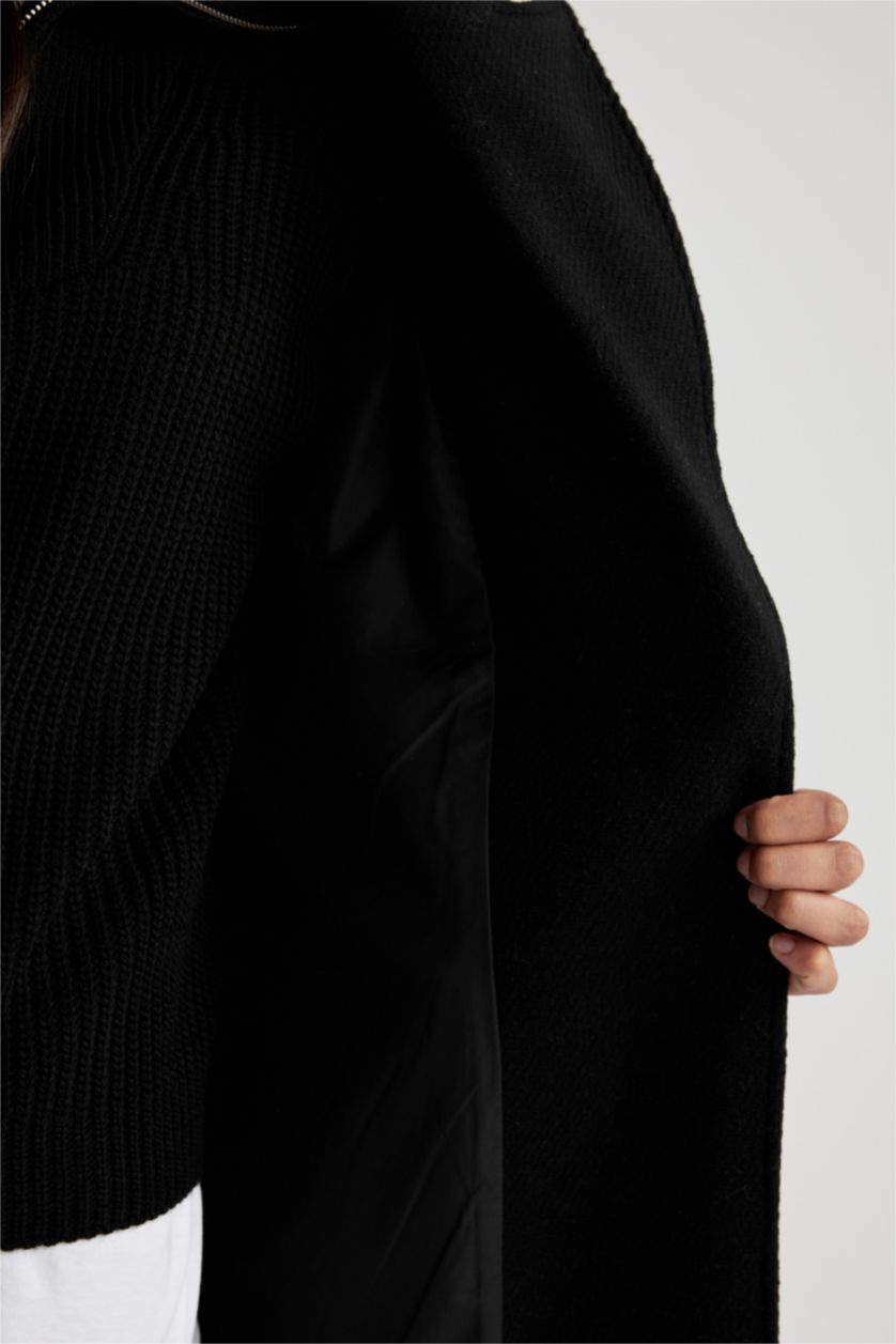 نساء أسود كوت جوخ طويل قصة مريحة