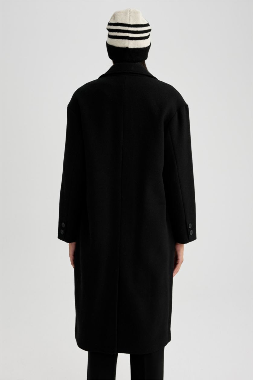 نساء أسود كوت جوخ طويل قصة مريحة