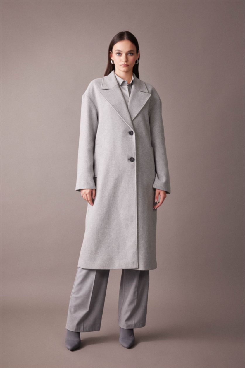 نساء رمادي كوت جوخ قصة مريحة مقاوم للماء