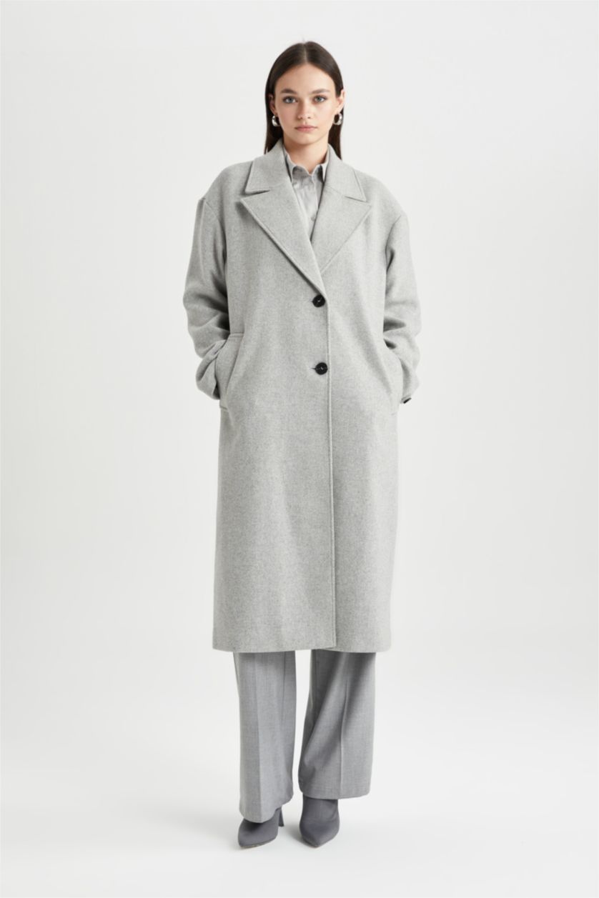 نساء رمادي كوت جوخ قصة مريحة مقاوم للماء