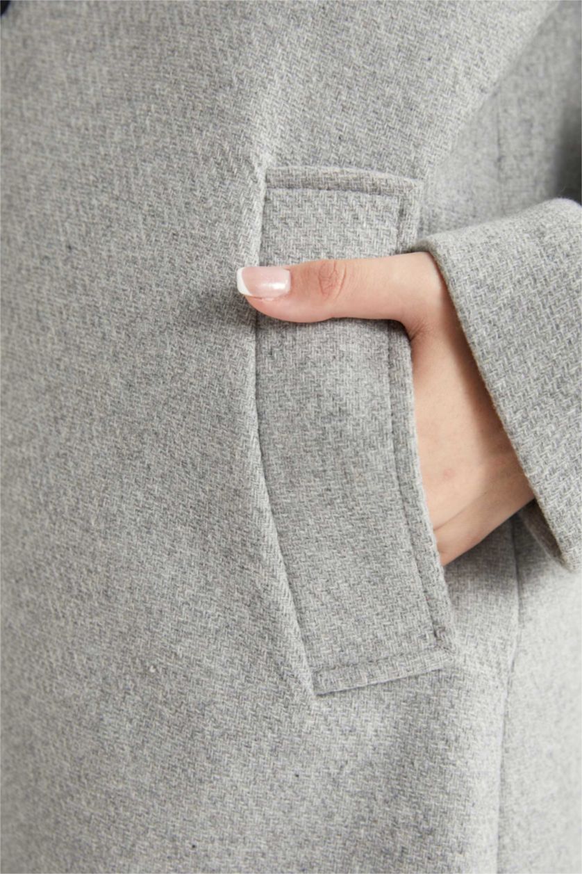 نساء رمادي كوت جوخ قصة مريحة مقاوم للماء