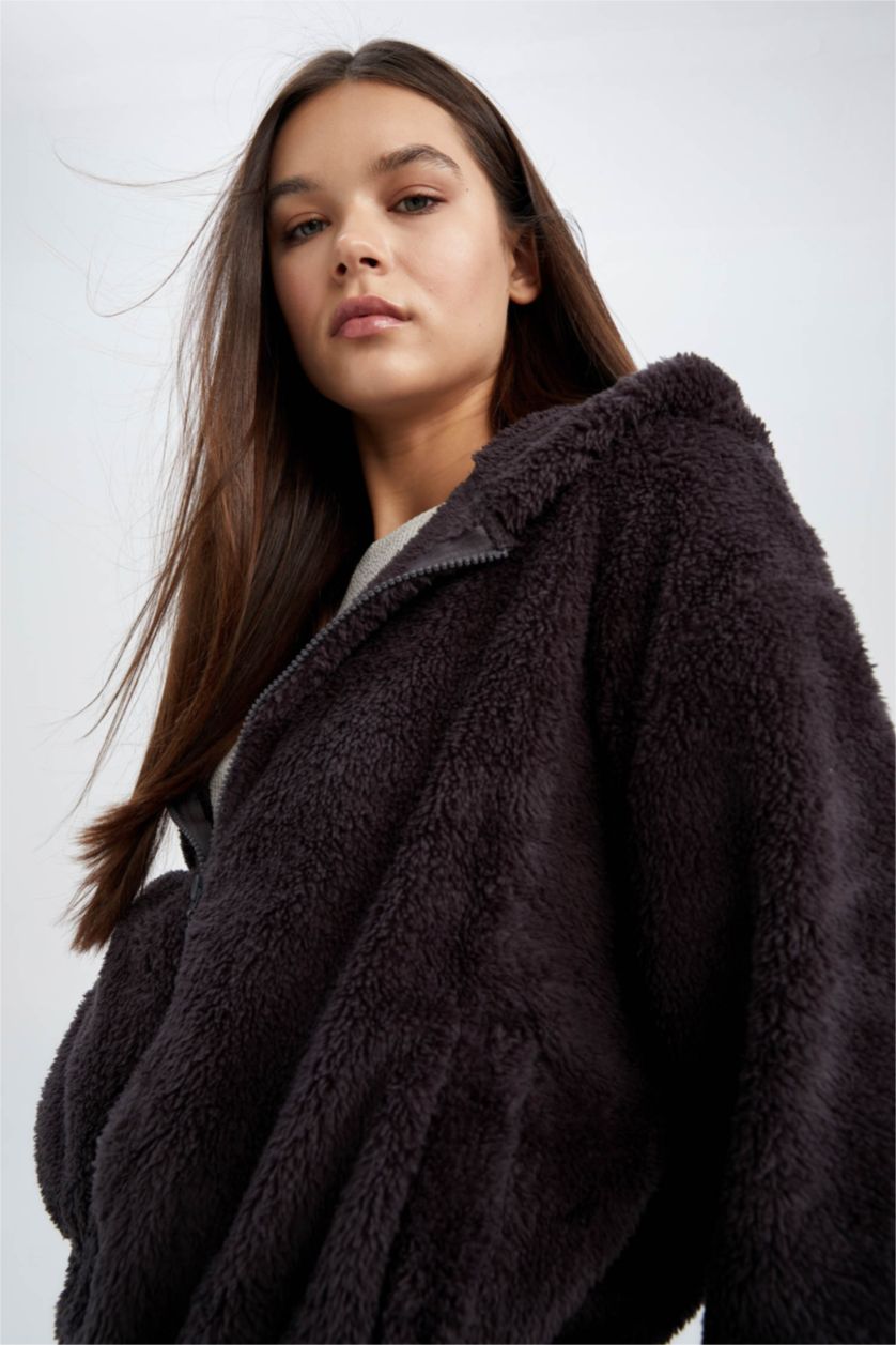 Kadın Antrasit Oversıze Welsoft Pelüş