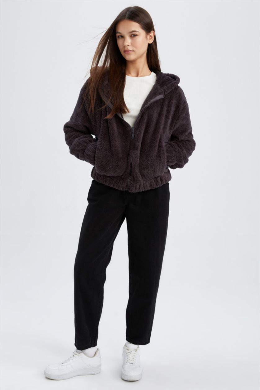 Kadın Antrasit Oversıze Welsoft Pelüş