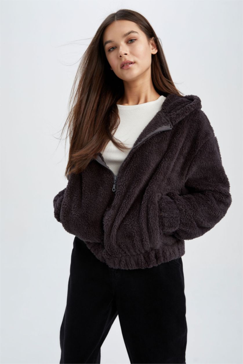 Kadın Antrasit Oversıze Welsoft Pelüş