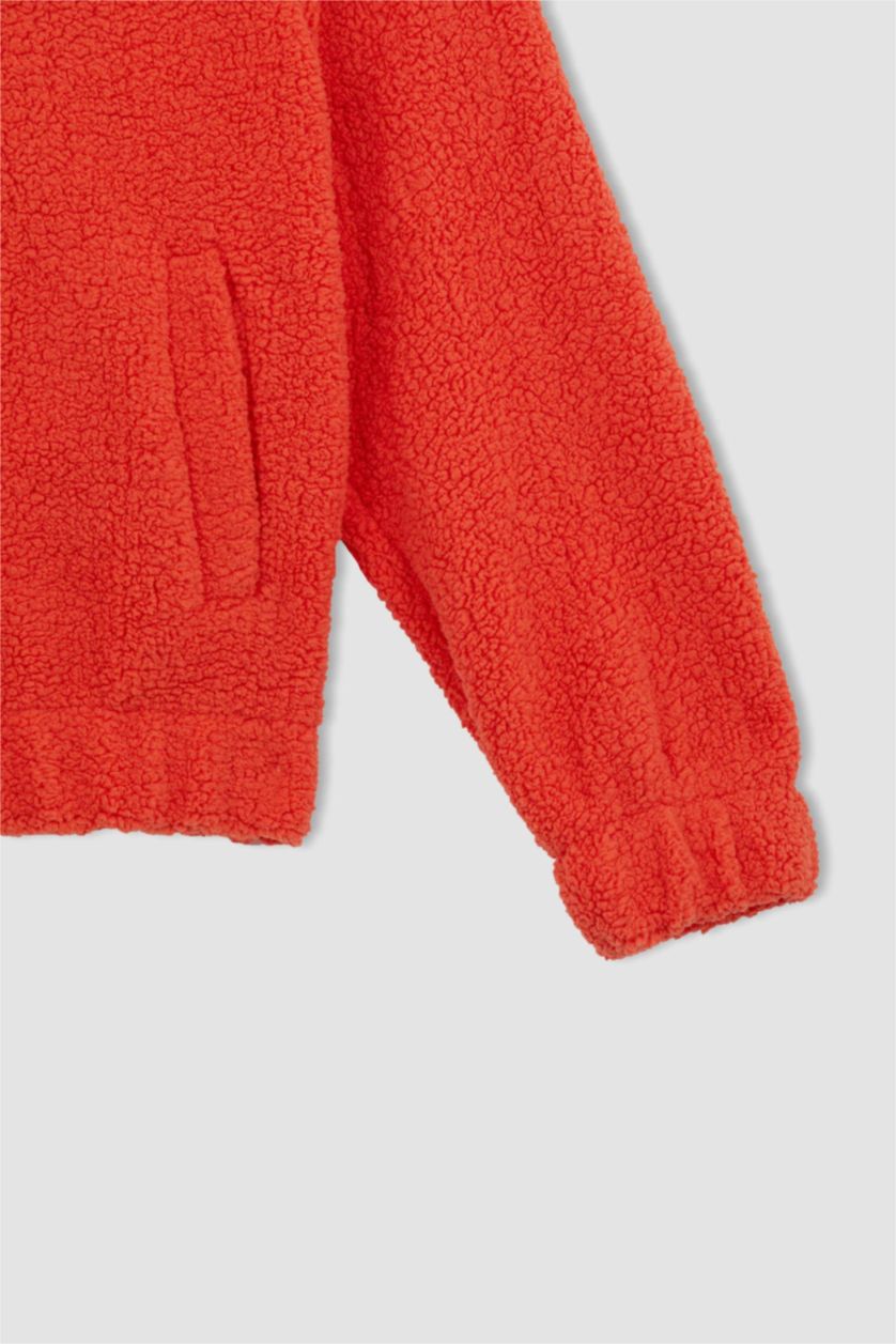 Woman Orange Oversize Fit Welsoft Plush Cardigan