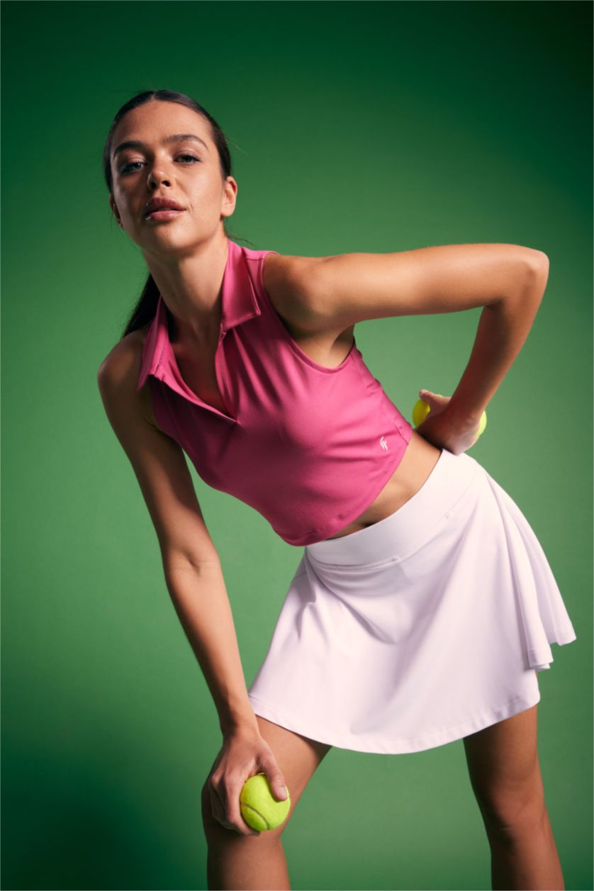 FEMME Rose Crop Top Coupe Slim Col Polo de Defacto Fit