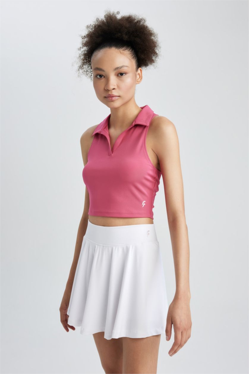 FEMME Rose Crop Top Coupe Slim Col Polo de Defacto Fit