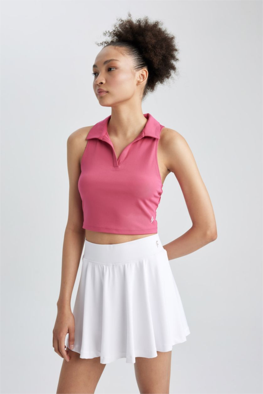 FEMME Rose Crop Top Coupe Slim Col Polo de Defacto Fit