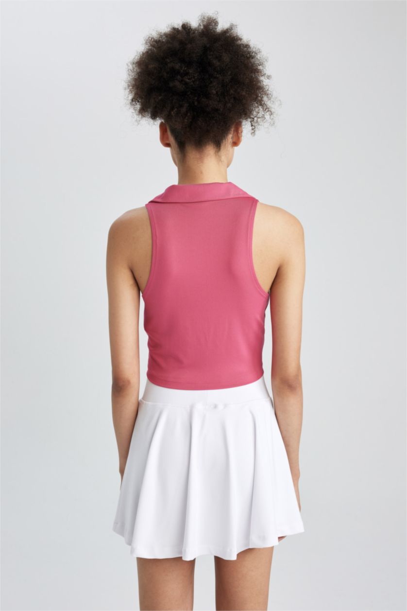 FEMME Rose Crop Top Coupe Slim Col Polo de Defacto Fit