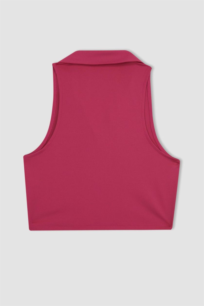 FEMME Rose Crop Top Coupe Slim Col Polo de Defacto Fit