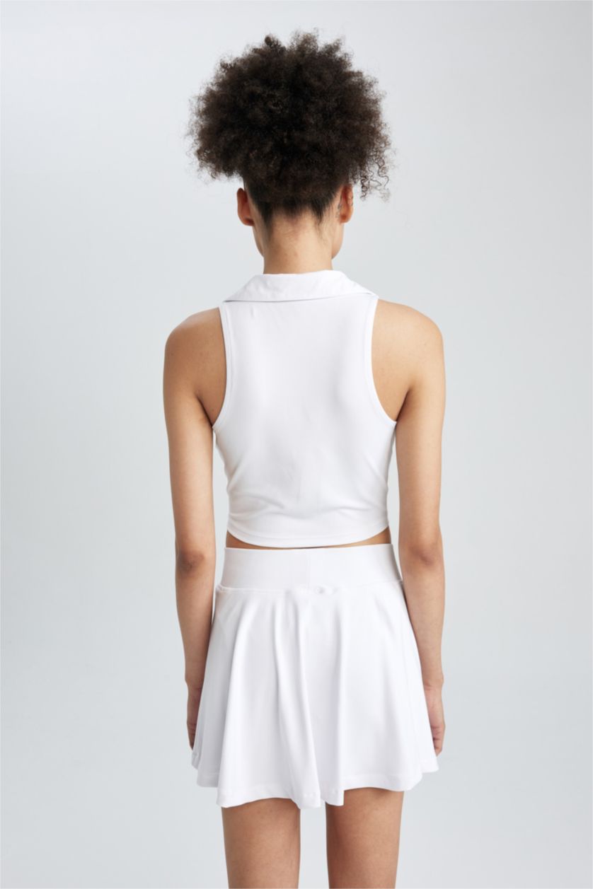 Женская Белый Спортивная майка с воротником поло, DeFactoFit