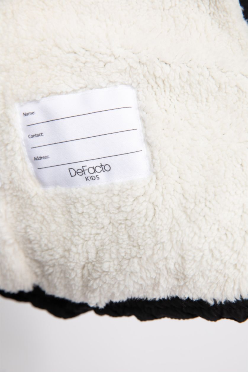 GIRLS & TEENS Black Girl Stand-up Collar Plush Lining Jacket