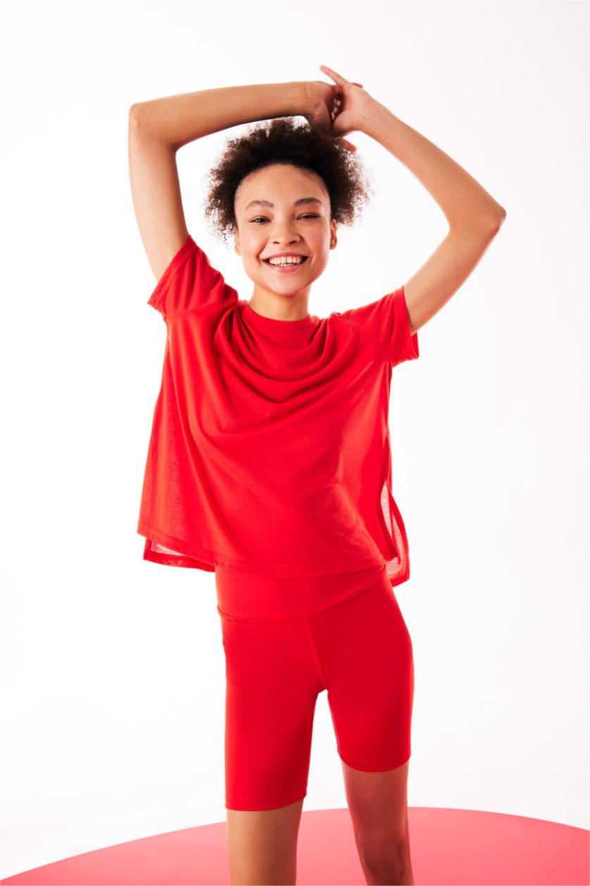 WOMAN Orange Standard Fit Crew Neck Sports T-Shirt