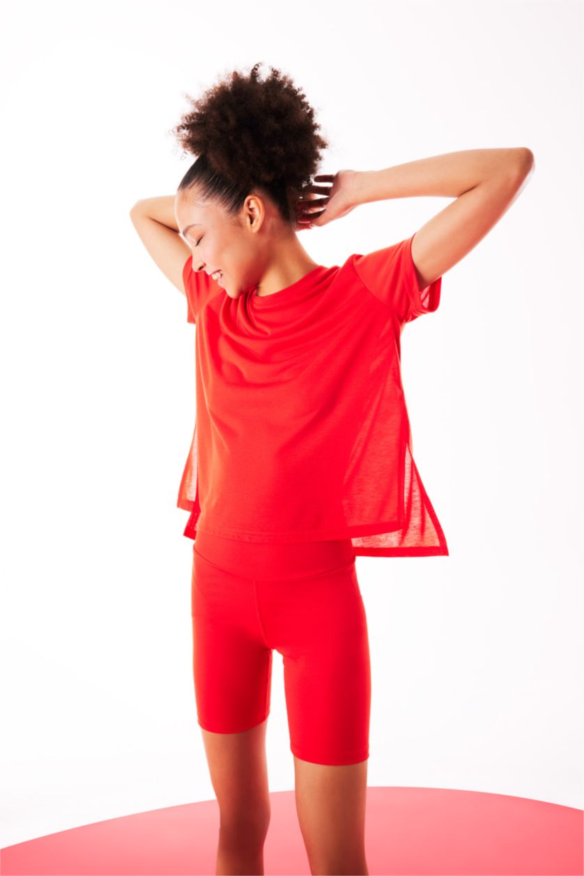 WOMAN Orange Standard Fit Crew Neck Sports T-Shirt