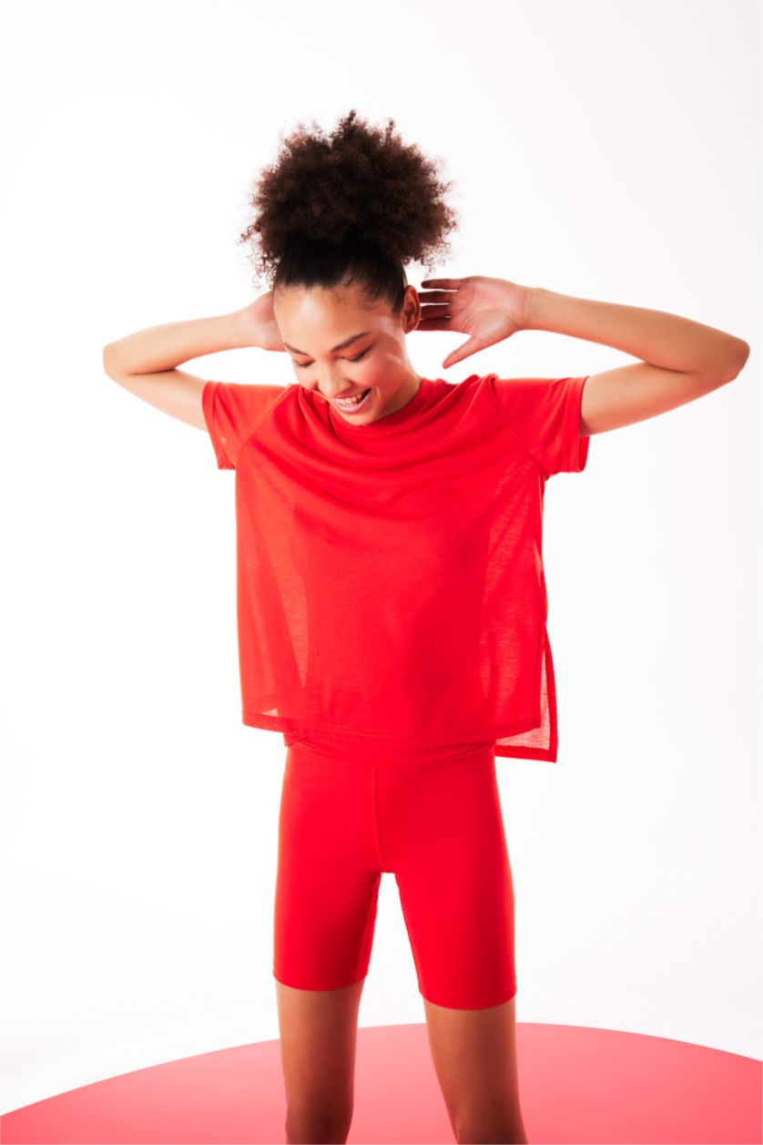 WOMAN Orange Standard Fit Crew Neck Sports T-Shirt