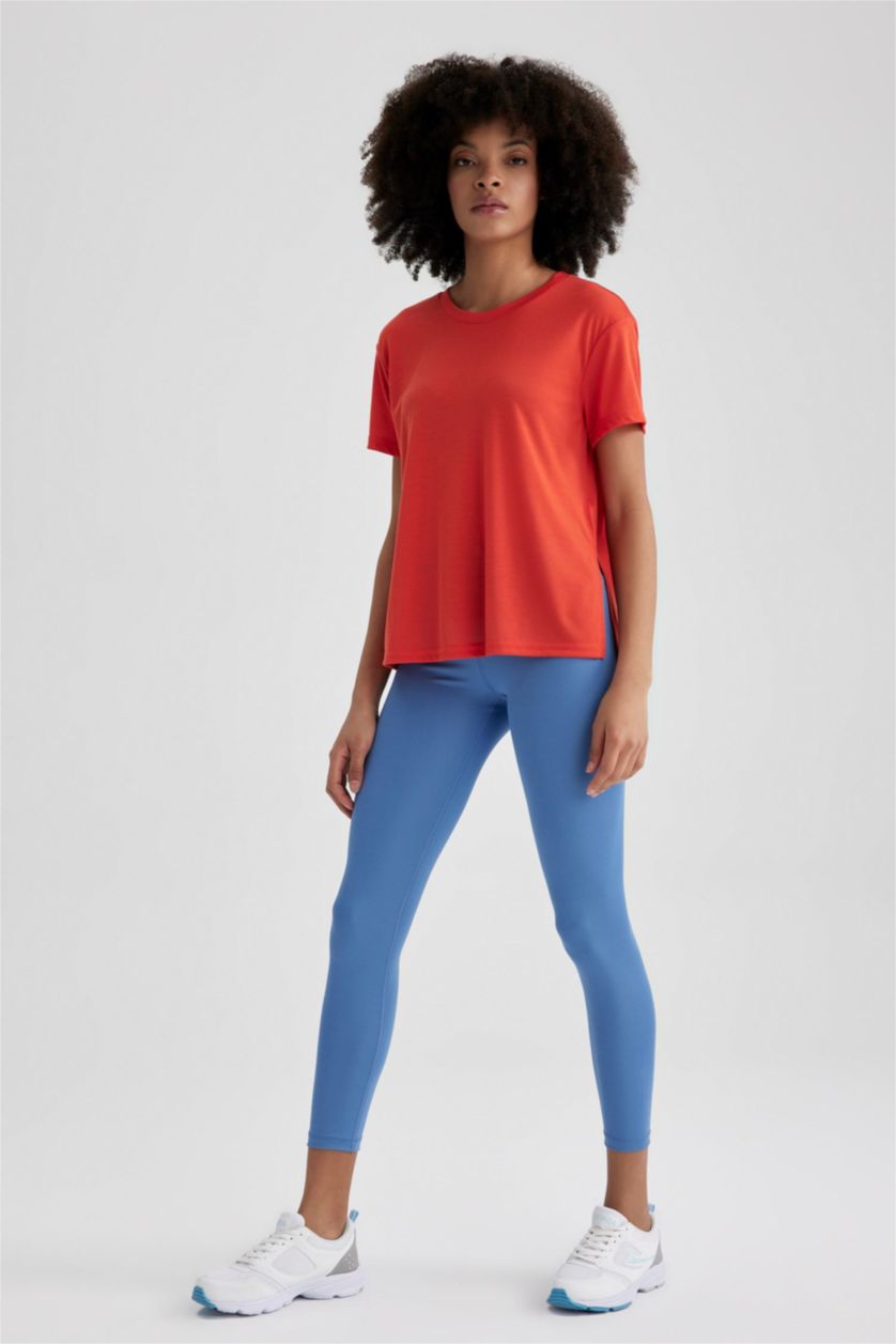 WOMAN Orange Standard Fit Crew Neck Sports T-Shirt