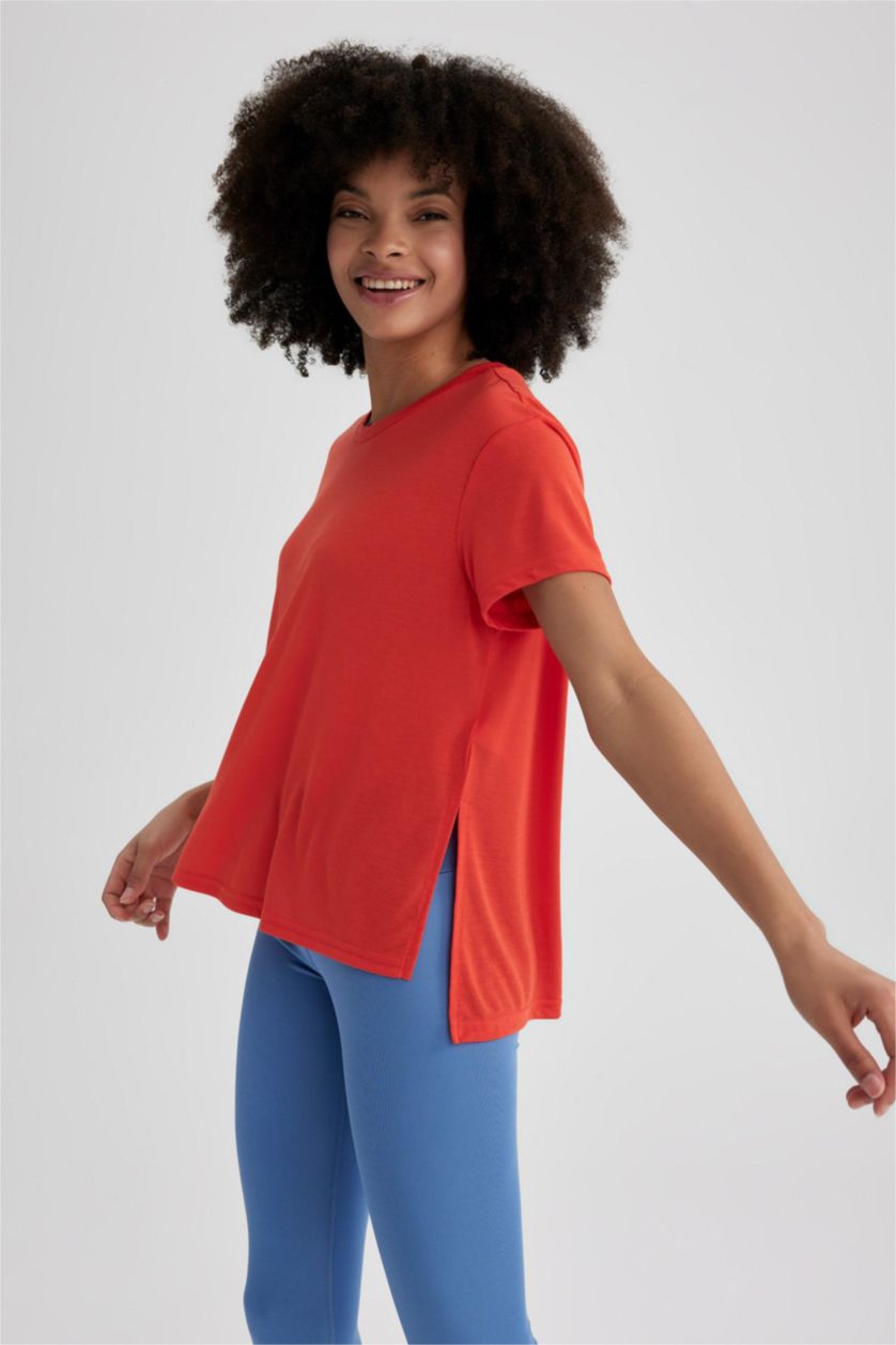 WOMAN Orange Standard Fit Crew Neck Sports T-Shirt