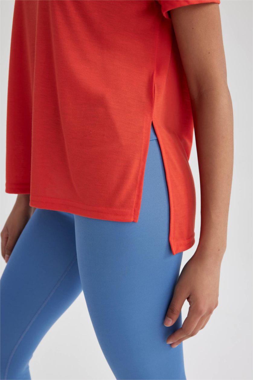 WOMAN Orange Standard Fit Crew Neck Sports T-Shirt