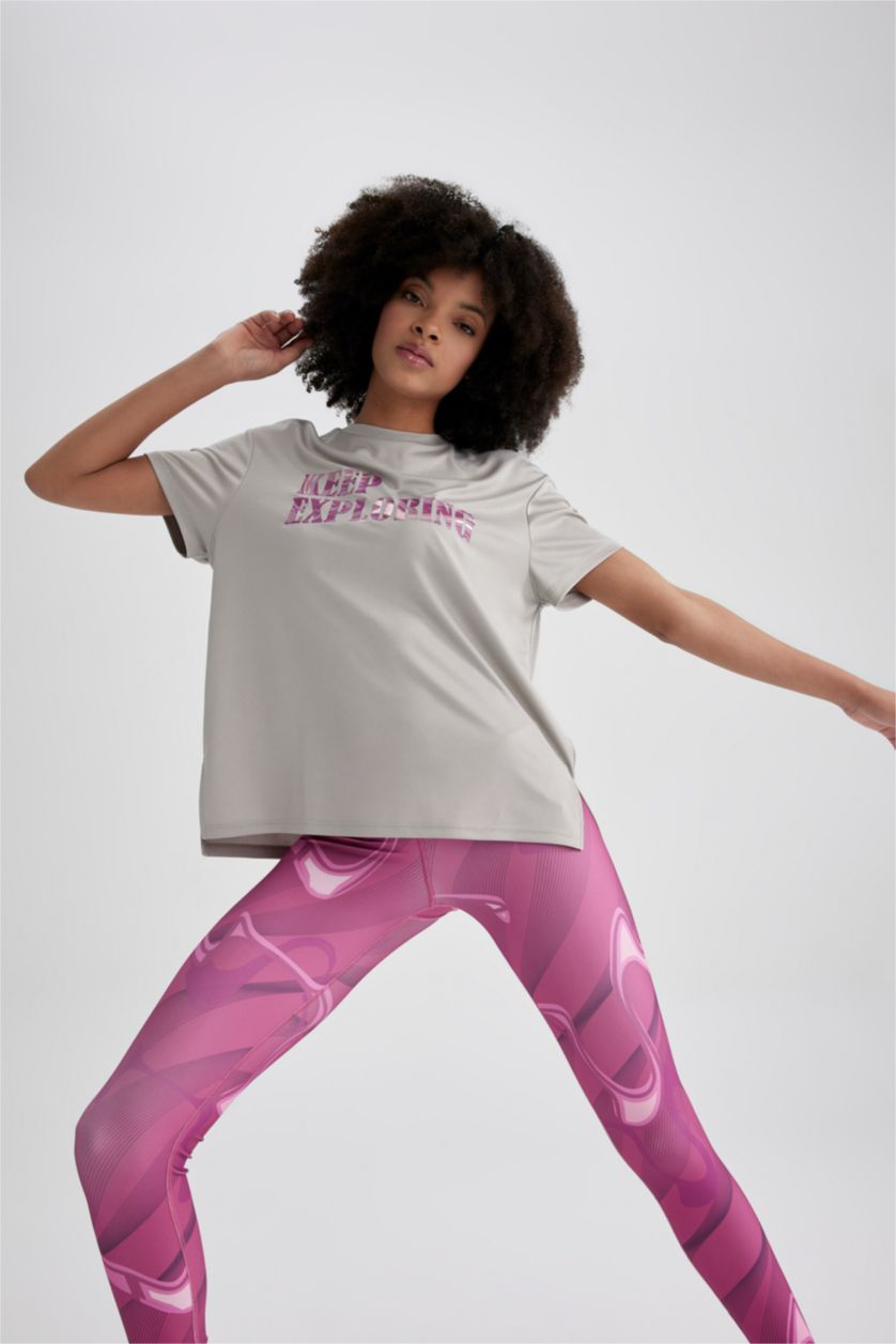 WOMAN Grey Loose Fit Crew Neck Slogan Short Sleeve T-Shirt