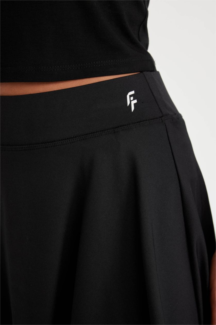 Kadın Siyah Sporcu İçi Taytlı Mini Tenis Eteği