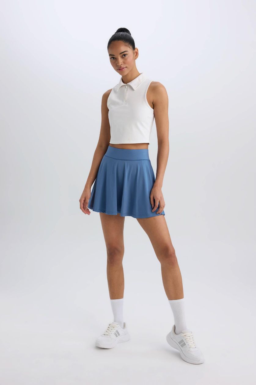 Kadın Açık İndigo Sporcu İçi Taytlı Mini Tenis Eteği