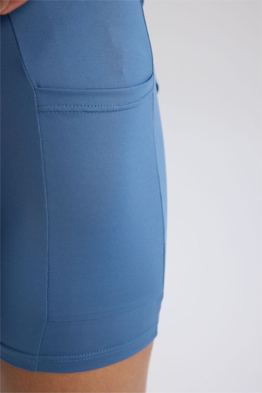 Kadın Açık İndigo Sporcu İçi Taytlı Mini Tenis Eteği