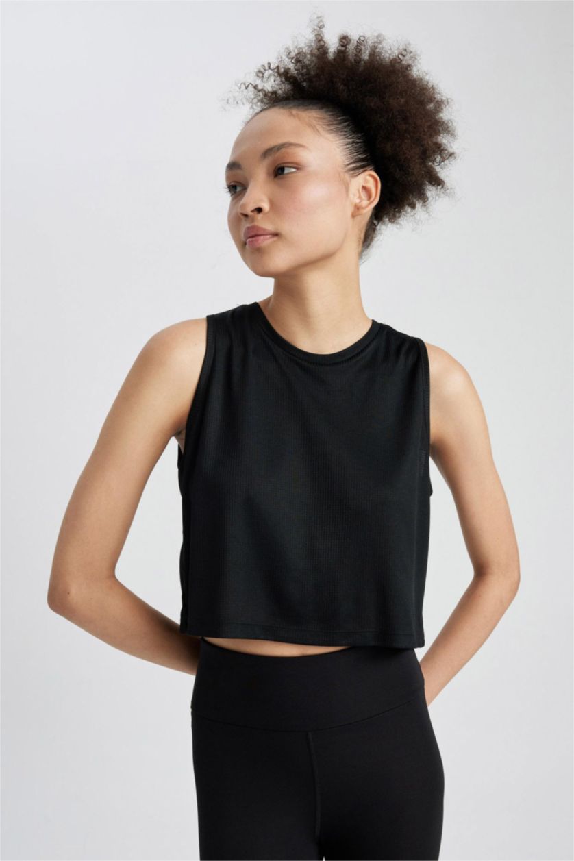 نساء أسود ديباردور قصير توب رياضي