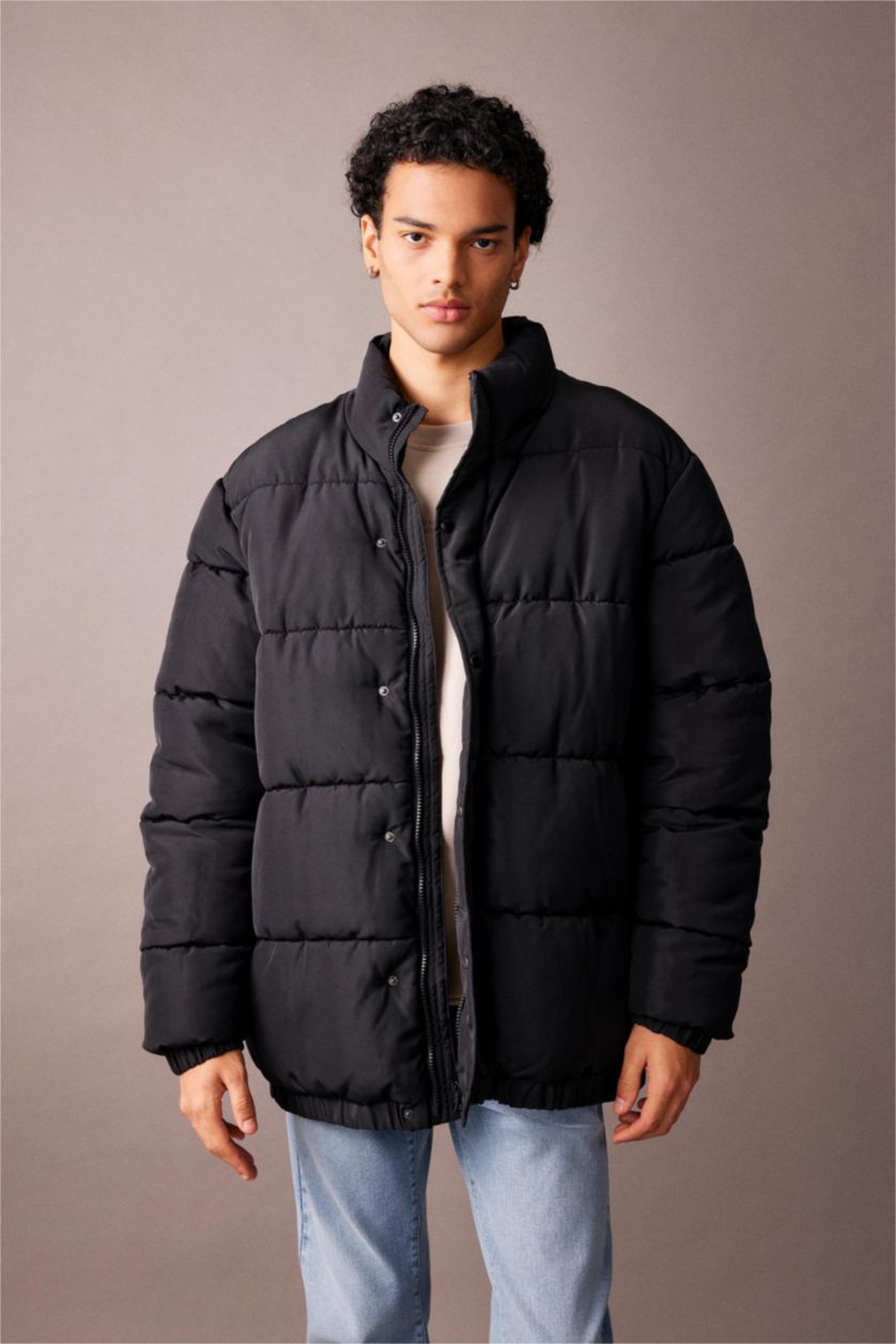 Erkek Siyah Fermuarlı Mont