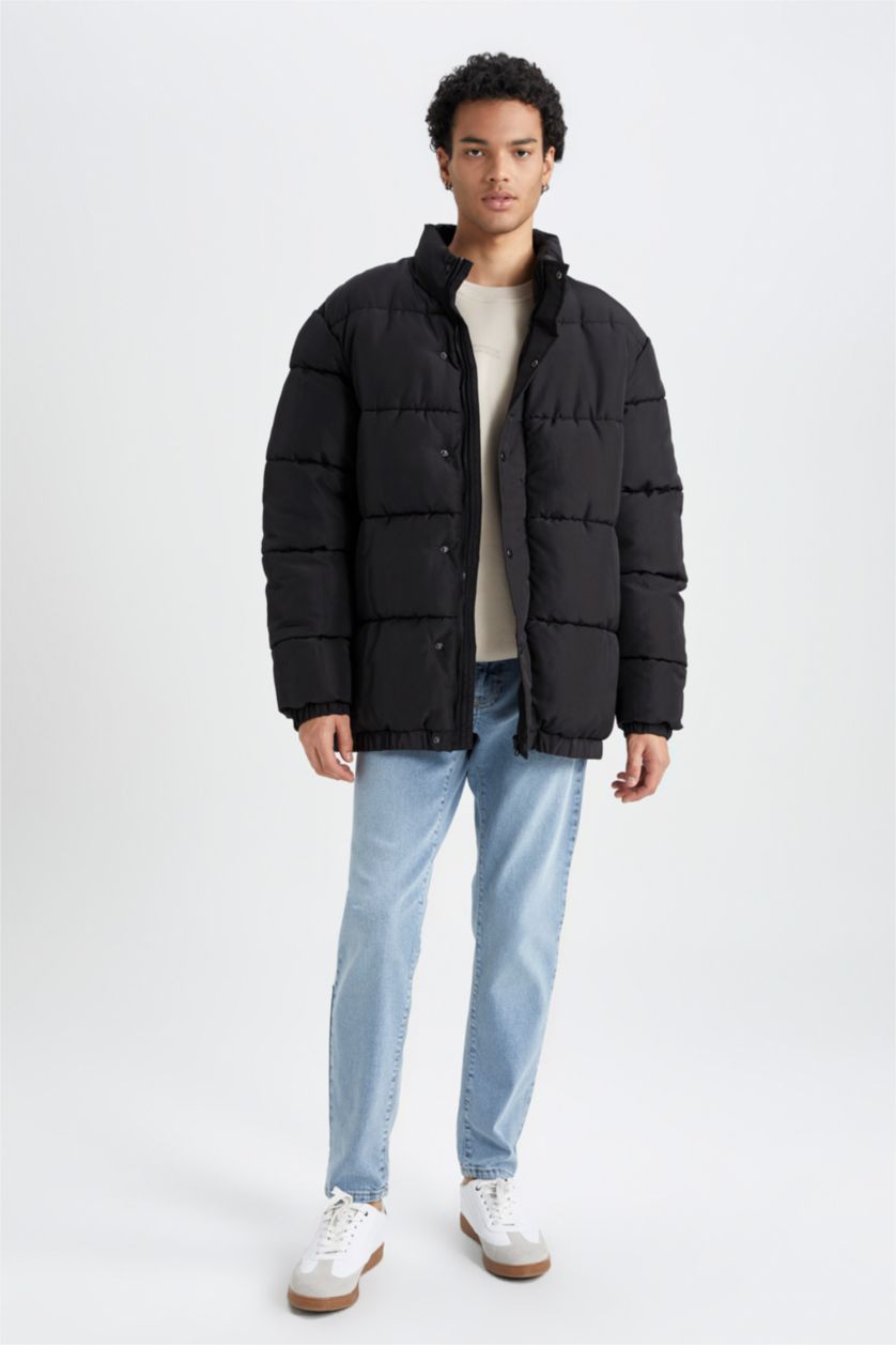 Erkek Siyah Fermuarlı Mont