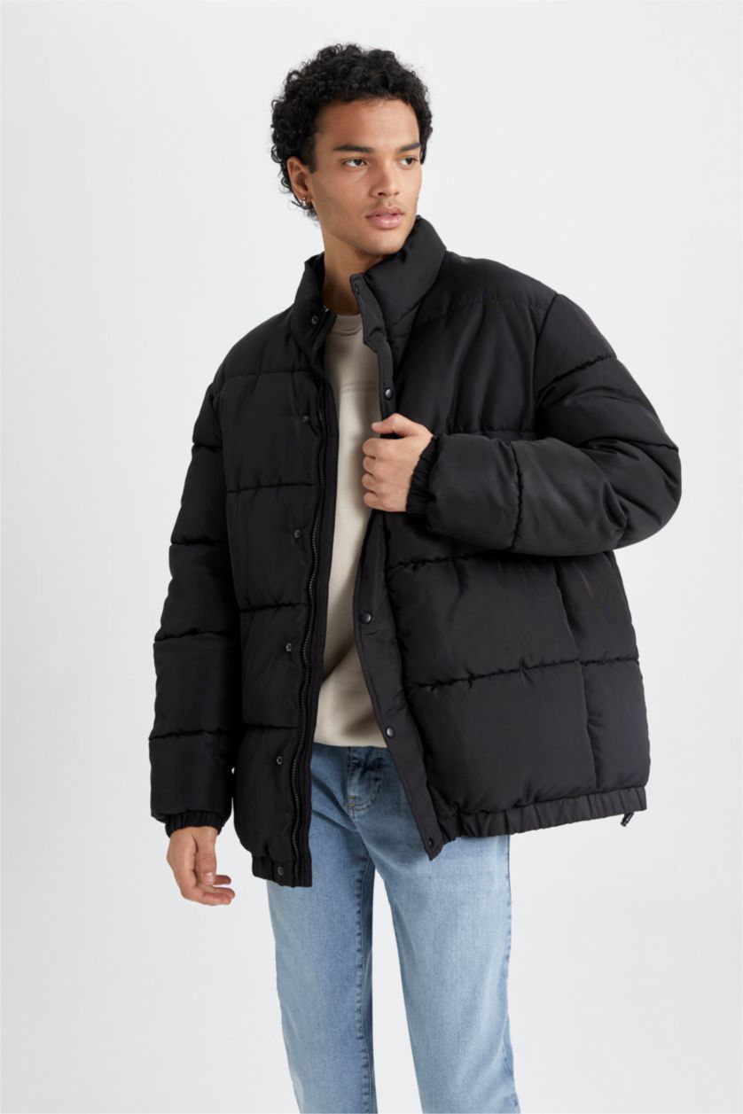 Erkek Siyah Fermuarlı Mont