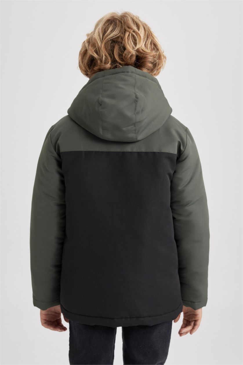 Boys & Teens Black Boy Hooded Water Repellent Puffer Jacket