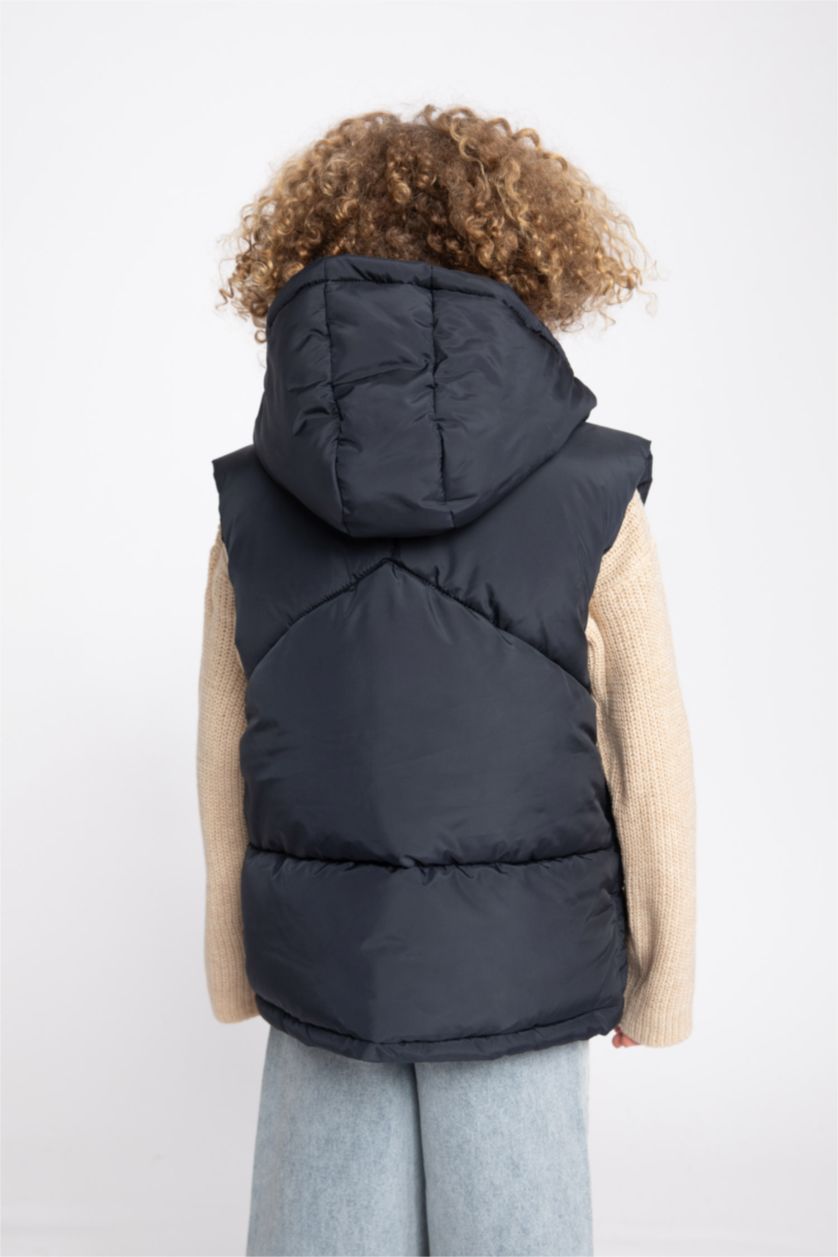 BOYS & TEENS Light Navy Boy Hooded Fleece Lined Puffer Vest