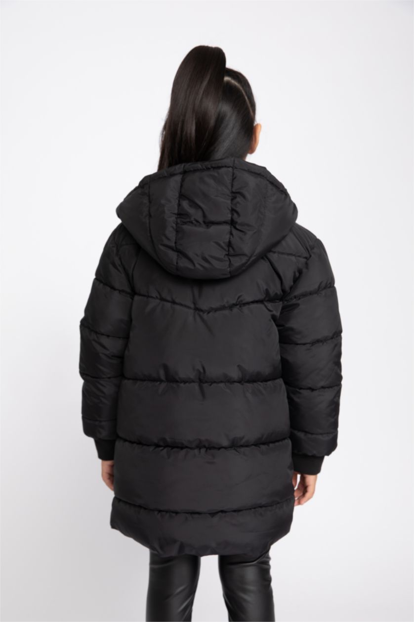 Девочки и подростки Черный Куртка водоотталкивающая с капюшоном для девочек, Школьная коллекция