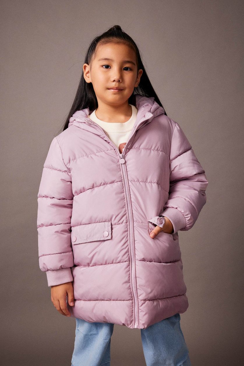 GIRLS & TEENS Pink Girl Hooded Long Puffer Jacket
