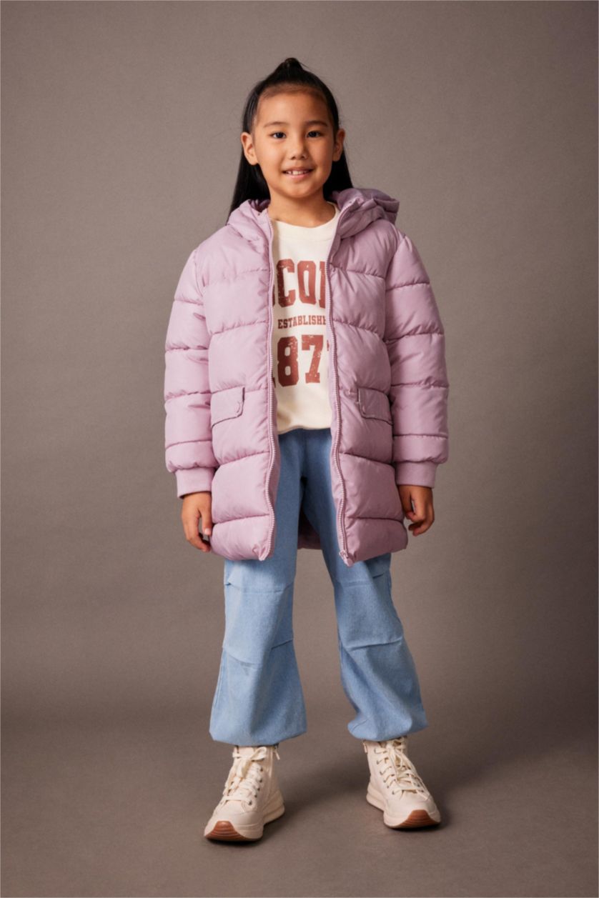 GIRLS & TEENS Pink Girl Hooded Long Puffer Jacket