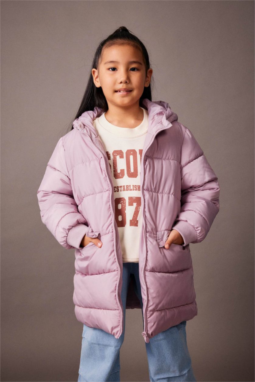 GIRLS & TEENS Pink Girl Hooded Long Puffer Jacket
