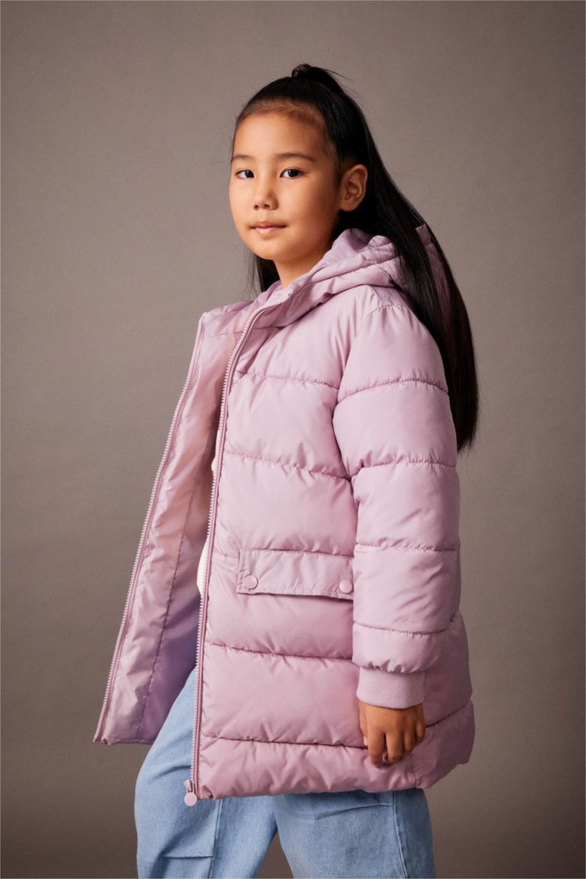 GIRLS & TEENS Pink Girl Hooded Long Puffer Jacket