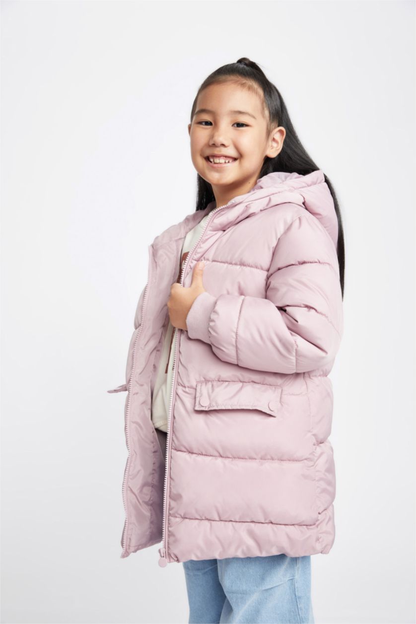 GIRLS & TEENS Pink Girl Hooded Long Puffer Jacket