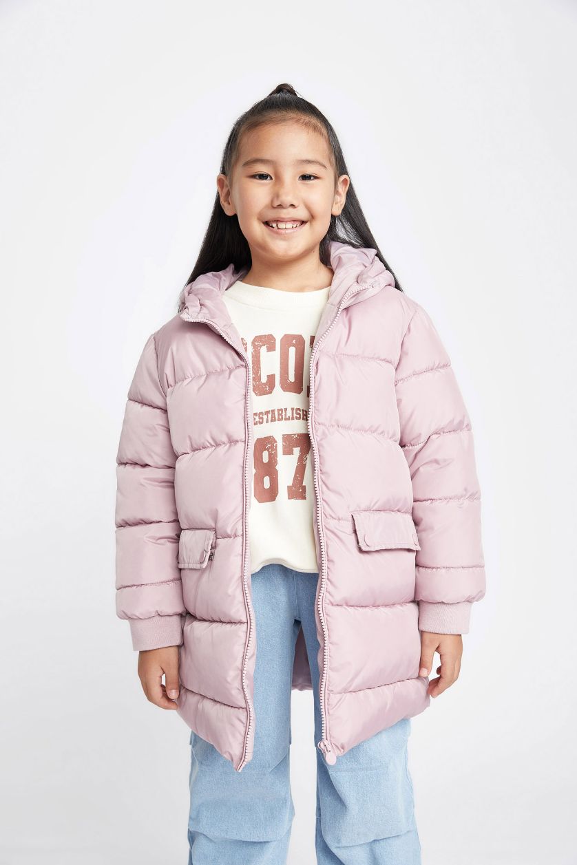 GIRLS & TEENS Pink Girl Hooded Long Puffer Jacket