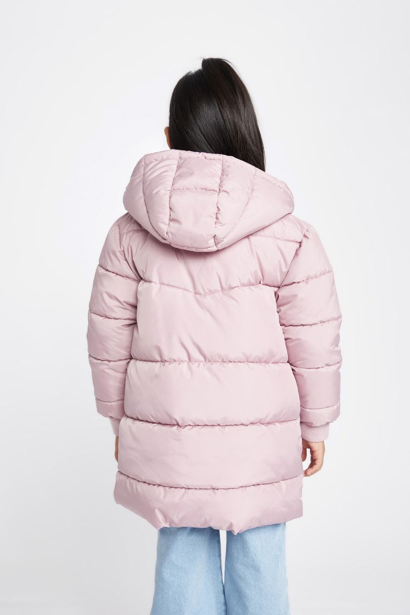 GIRLS & TEENS Pink Girl Hooded Long Puffer Jacket