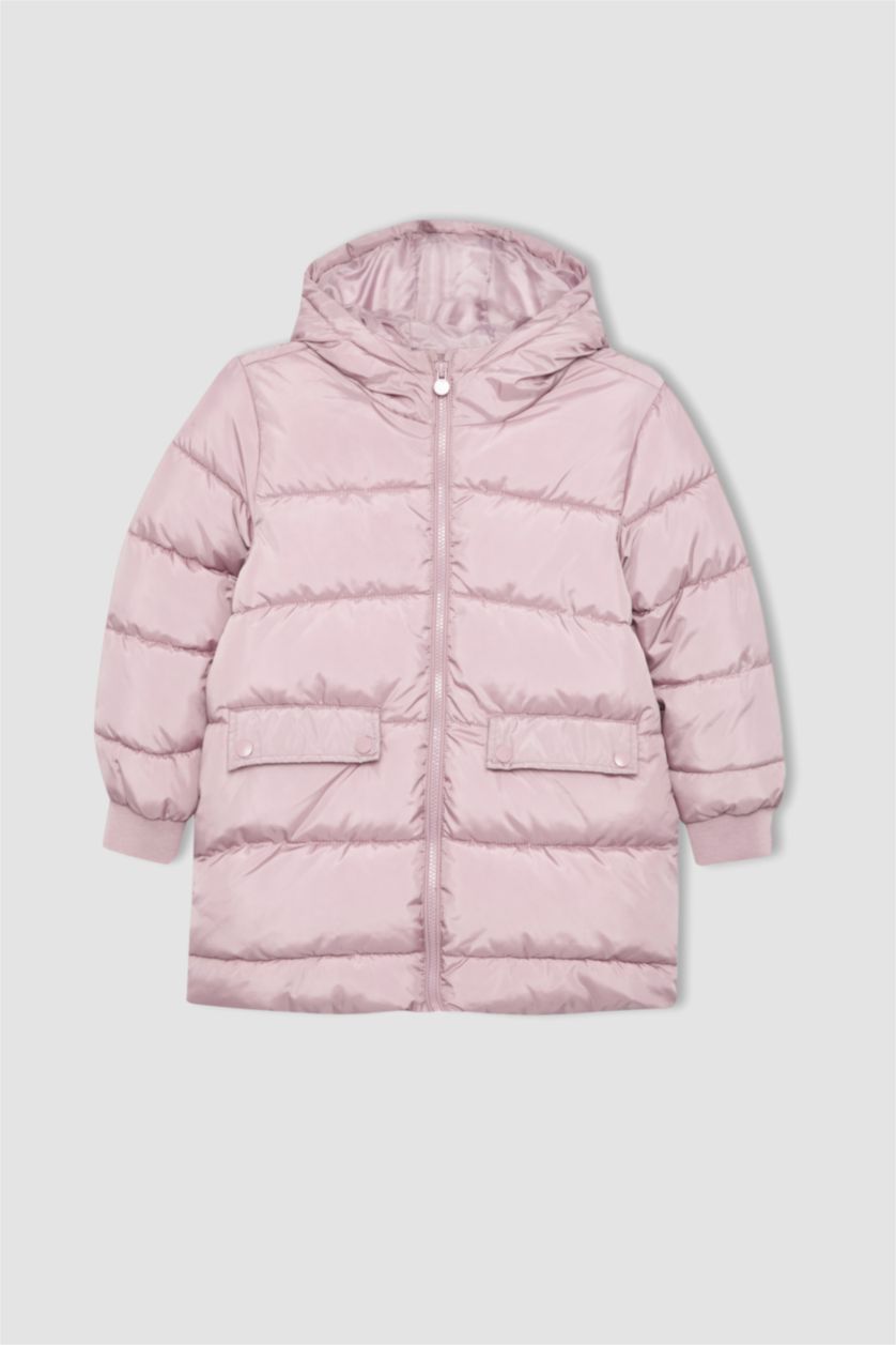 GIRLS & TEENS Pink Girl Hooded Long Puffer Jacket
