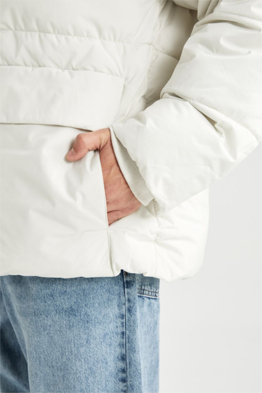 رجالي اللون الحجري جاكيت بامب قصة عادية بكابيشون