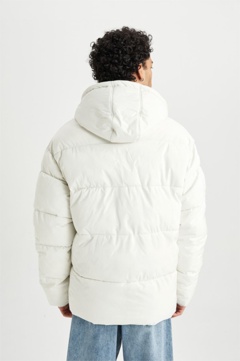 رجالي اللون الحجري جاكيت بامب قصة عادية بكابيشون