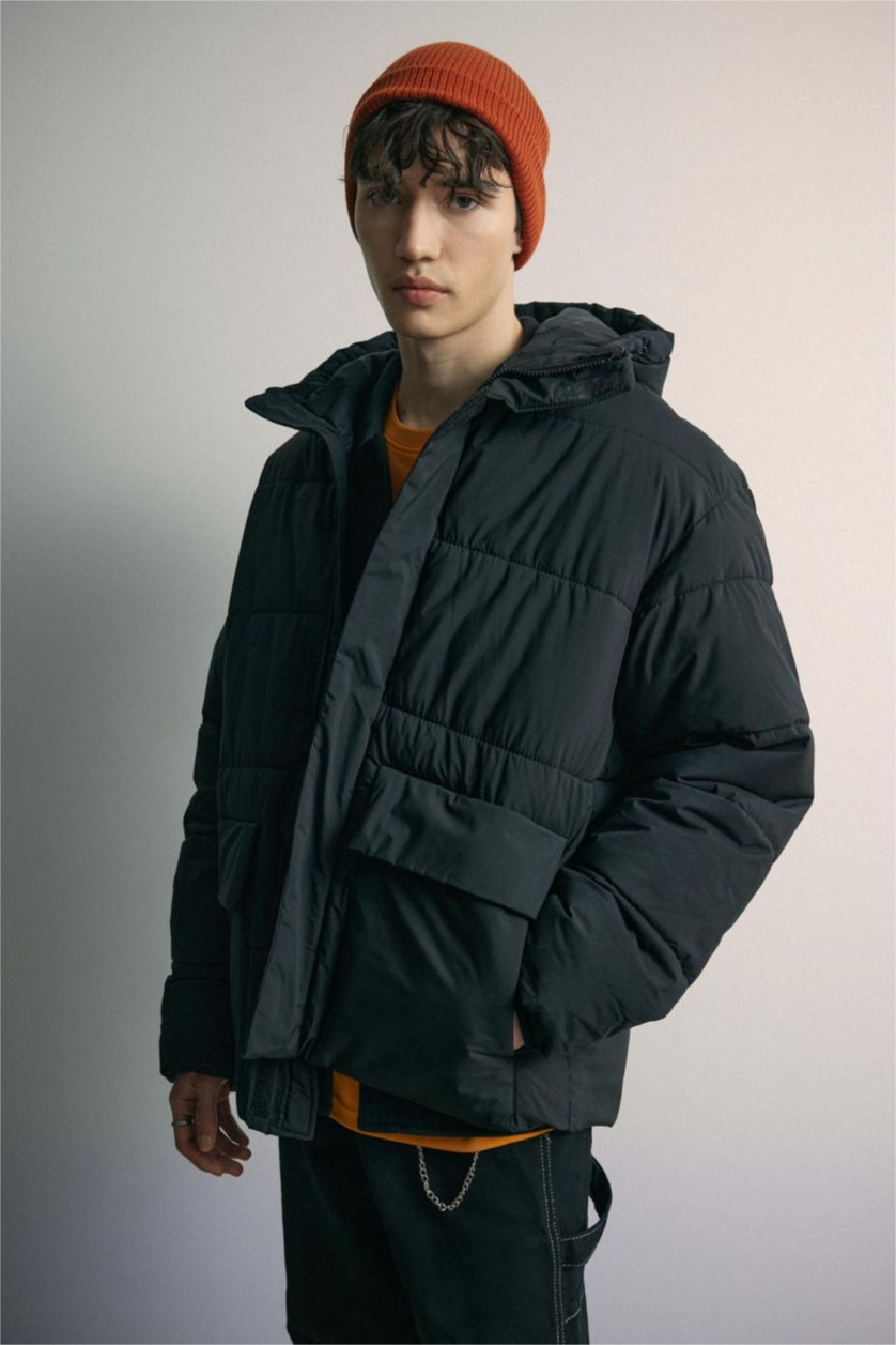 Erkek Siyah Fermuarlı Mont