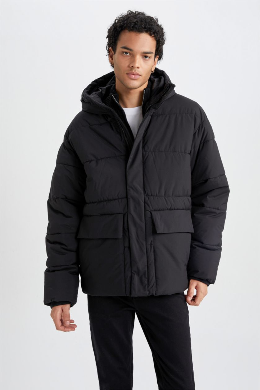 Erkek Siyah Fermuarlı Mont