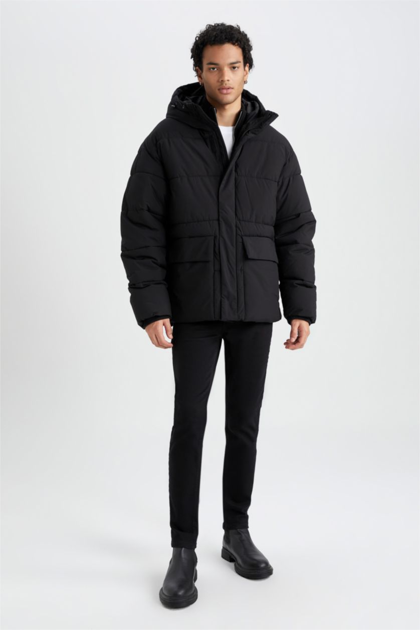 Erkek Siyah Fermuarlı Mont