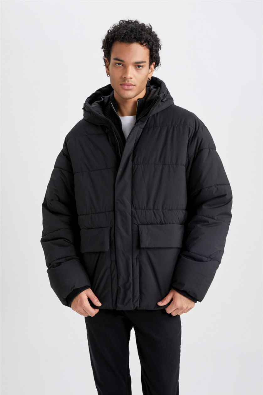 Erkek Siyah Fermuarlı Mont