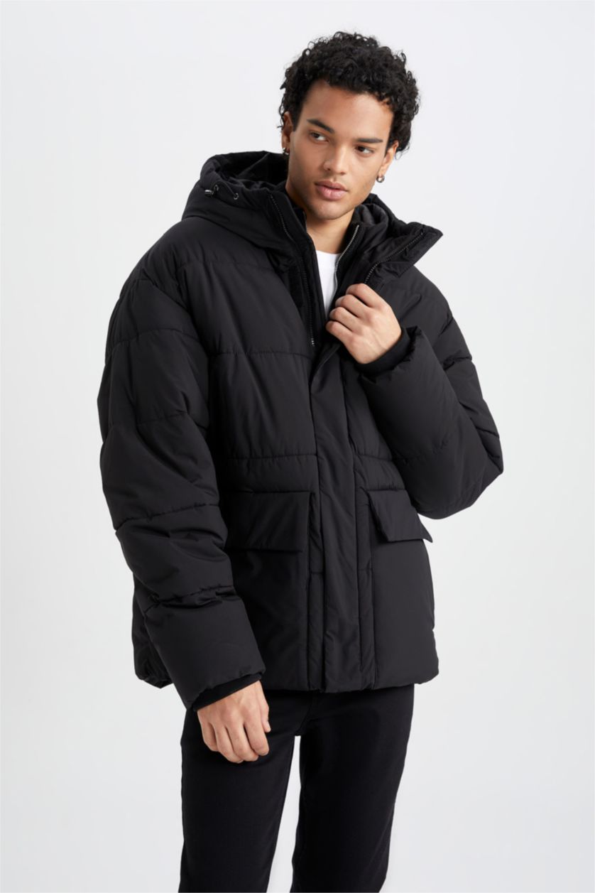 Erkek Siyah Fermuarlı Mont