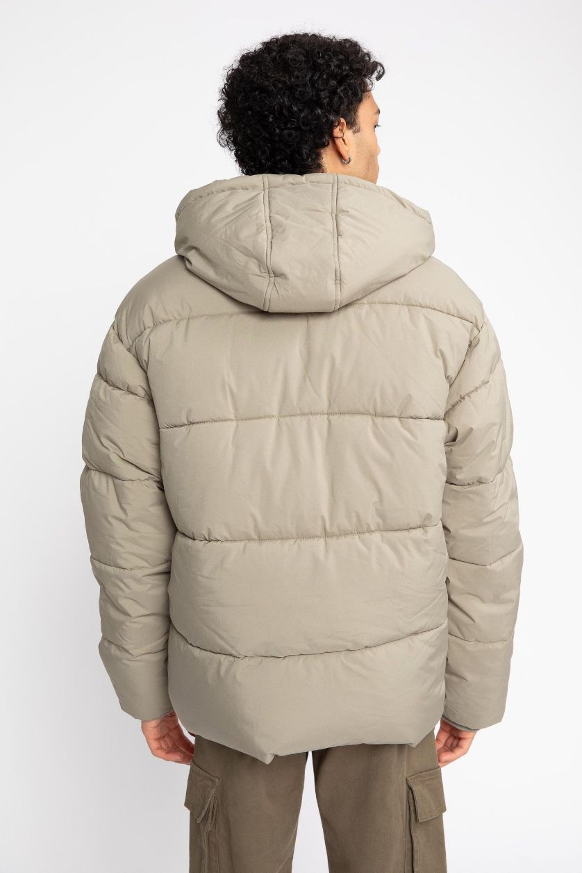 Erkek Açık Haki Fermuarlı Mont