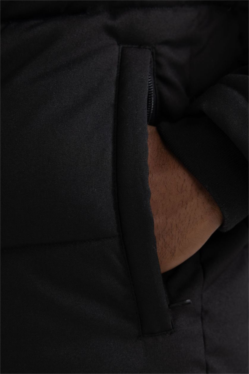 MAN Black Slim Fit Hooded Puffer Jacket